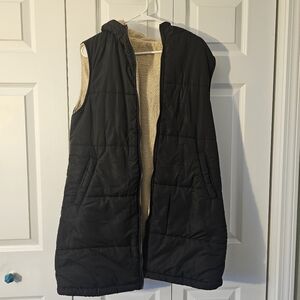 Black Quilted Vest with Fleece Lining